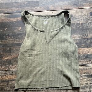 American Eagle Outfitters Khaki Ribbed Tank Top